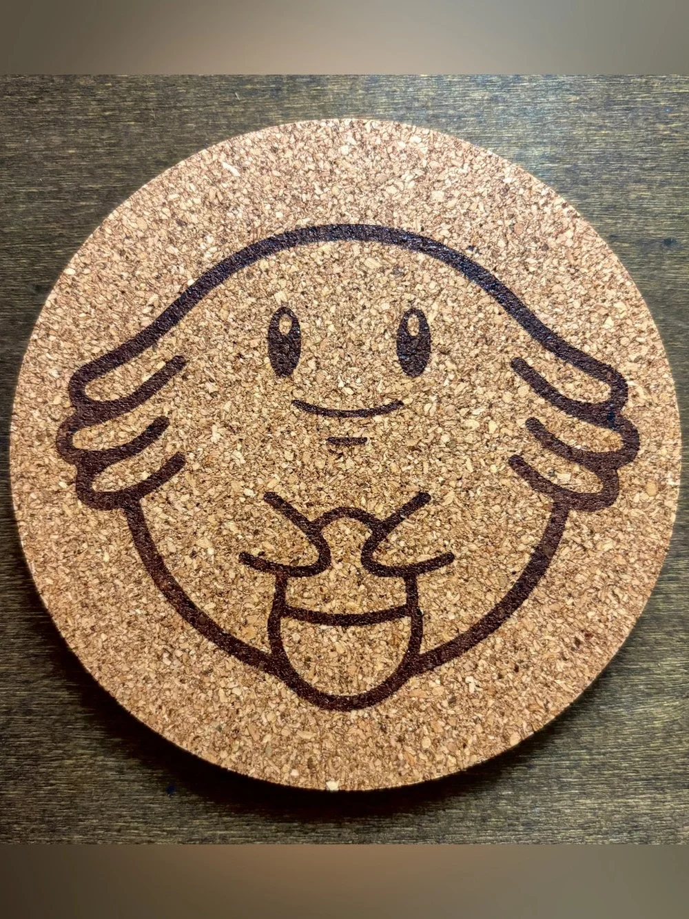 Pokemon Chansey Face Laser Engraved Cork Coaster